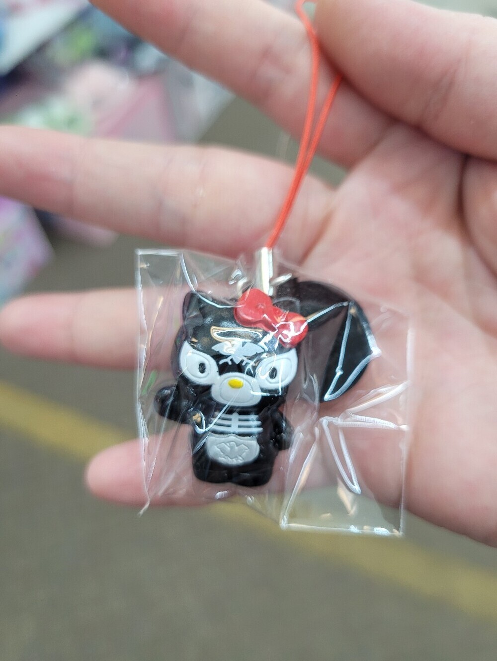 2009 Hello Kitty X Masked Rider Phone Charm Keychain Black